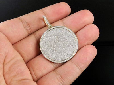 Pre-owned Jewelry Unlimited Mens 10k Yellow Gold Genuine Diamond Iced Medallion Pendant Charm 1.3 Ct 1.75" In H-i