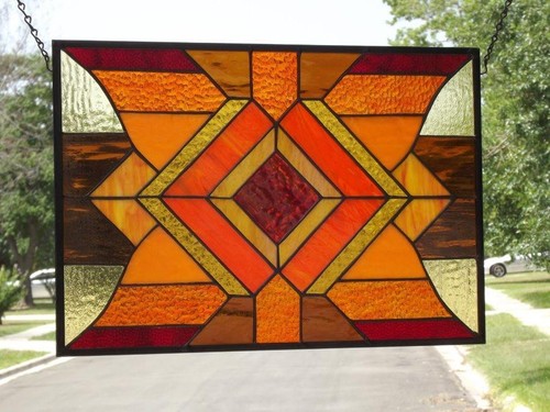 •Orange you in Love? •Stained Glass Window Panel • 21 1/4