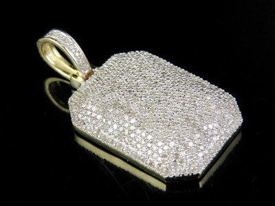 Pre-owned Jewelry Unlimited Men's 10k Yellow Gold Genuine Diamond Dome Pillow Pendant Charm .70 Ct 1.1" In J-k