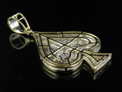Pre-owned Jewelry Unlimited Men's 10k Yellow Gold Genuine Diamond Aces Spade Pendant Charm 1/2 Ct 2" In H-i