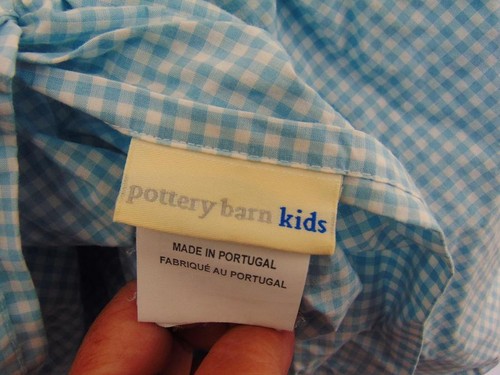 Pottery Barn Kids Blue & White Gingham Check Crib Skirt Dust Ruffle Bedding