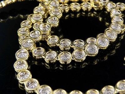 Pre-owned Jewelry Unlimited Men's 10k Yellow Gold Pave 6mm Genuine Diamond Cluster Chain Necklace 5 Ct 24"