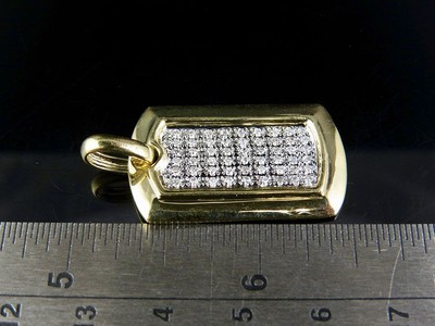 Pre-owned Jewelry Unlimited Men's 10k Yellow Gold Genuine Diamond Dogtag Pendant Charm 1/2 Ct 1.5" In H-i
