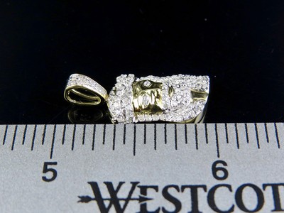 Pre-owned Jewelry Unlimited Men's 10k Yellow Gold Jesus Face Piece Real Diamonds 1.0" Charm Pendant 1/3 Ct.