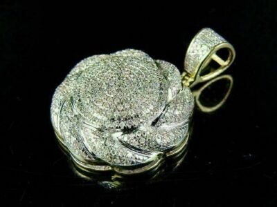 Pre-owned Nsg Men's Cyclone Medallion Pendant 2ct Vvs Moissanite 14k Yellow Gold Plated Silver In White