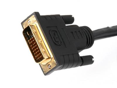 2FT DVI DVI-D Dual Link 24+1 Male to Male Cable in Black Plenum Rated