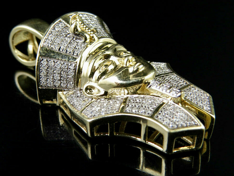 Pre-owned Online0369 Black Friday Exclusive 3ct Cubic Zirconia Egyptian Tut Pharaoh Charm Pendant In White