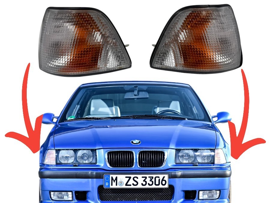 BMW E36 91-98 White Turn Signal Indicator Light Side Marker Set 9403095 9403096
