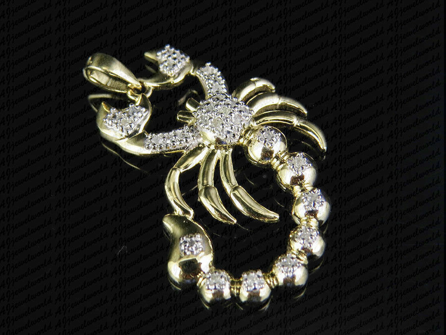 Pre-owned Online0369 Mens 1ct Rd Cut Cubic Zirconia Scorpio Zodiac Charm Pendant 925 Silver In White