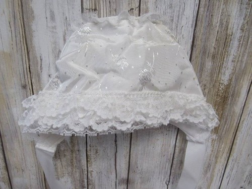 Vintage Satin Baby Bonnet White 6-9 Months Christening Baptism Haddad Bros