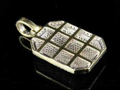 Pre-owned Jewelry Unlimited Men's 10k Yellow Gold Genuine Diamond Dome Pillow Pendant Charm .70 Ct 1.1" In J-k