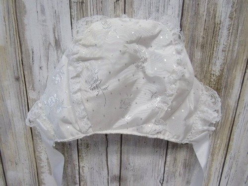 Vintage Satin Baby Bonnet White 6-9 Months Christening Baptism Haddad Bros