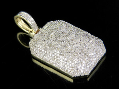 Pre-owned Jewelry Unlimited Men's 10k Yellow Gold Genuine Diamond Dome Pillow Pendant Charm .70 Ct 1.1" In J-k