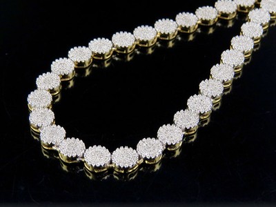 Pre-owned Jewelry Unlimited Men's 10k Yellow Gold Pave 6mm Genuine Diamond Cluster Chain Necklace 5 Ct 24"