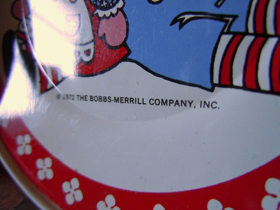 1972 Vintage Tin Litho Children's Toy Dishes Plates Raggedy Ann & Andy Dolls