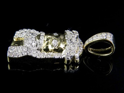 Pre-owned Jewelry Unlimited Men's 10k Yellow Gold Jesus Face Piece Real Diamonds 1.0" Charm Pendant 1/3 Ct.