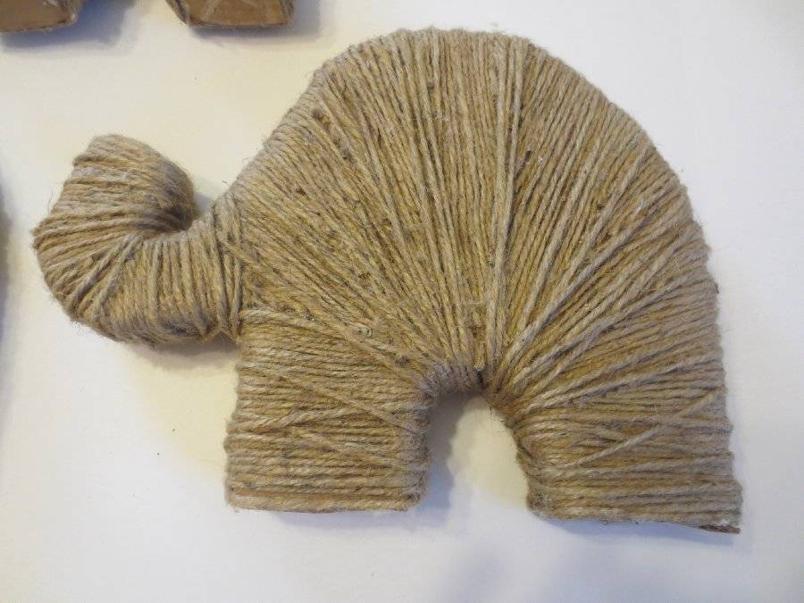 Twine Wrapped Elephant Decorations Set of 3 Nursery Baby Room