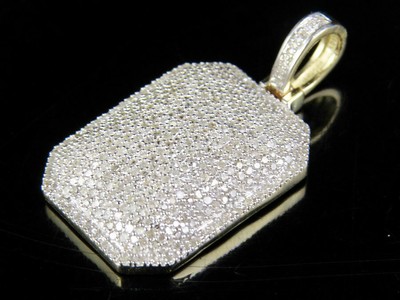 Pre-owned Jewelry Unlimited Men's 10k Yellow Gold Genuine Diamond Dome Pillow Pendant Charm .70 Ct 1.1" In J-k