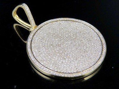 Pre-owned Jewelry Unlimited Mens 10k Yellow Gold Genuine Diamond Iced Medallion Pendant Charm 1.3 Ct 1.75" In H-i