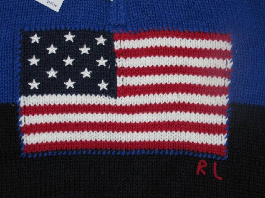 Ralph Lauren Polo US Flag Sweater Patriotic Americana Kids Size L 14-16 NEW $125