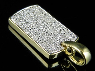 Pre-owned Jewelry Unlimited Men's 10k Yellow Gold Ice Out Diamond Dogtag Fine Pendant 0.35 Ct 1.2 Inches In H-i