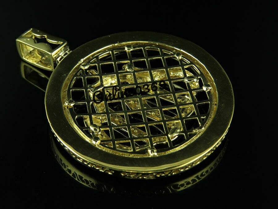 Pre-owned Online0369 3.4ct Rd Cubic Zirconia Mens Allah Medallion Charm Pendant Silver Free Stud In White