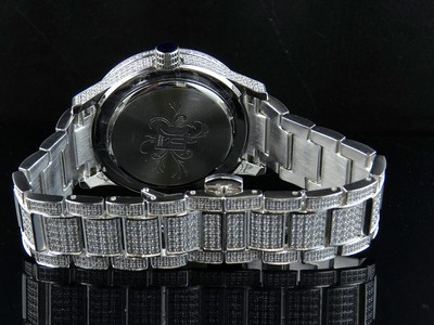Pre-owned Jewelry Unlimited Mens  White Gold Steel Simulated Lab Diamond Watch 45mm Dj-02