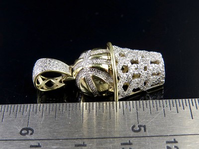 Pre-owned Jewelry Unlimited Mens Real 10k Yellow Gold Genuine Diamond Basketball Pendant Charm 7/10 Ct 1.25" In H-i