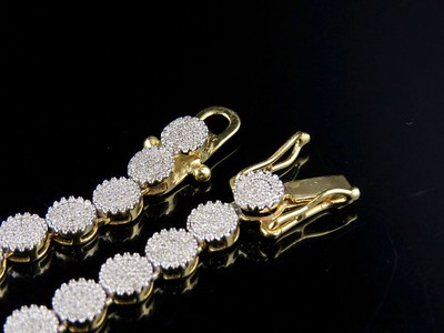 Pre-owned Jewelry Unlimited Men's 10k Yellow Gold Pave 6mm Genuine Diamond Cluster Chain Necklace 5 Ct 24"