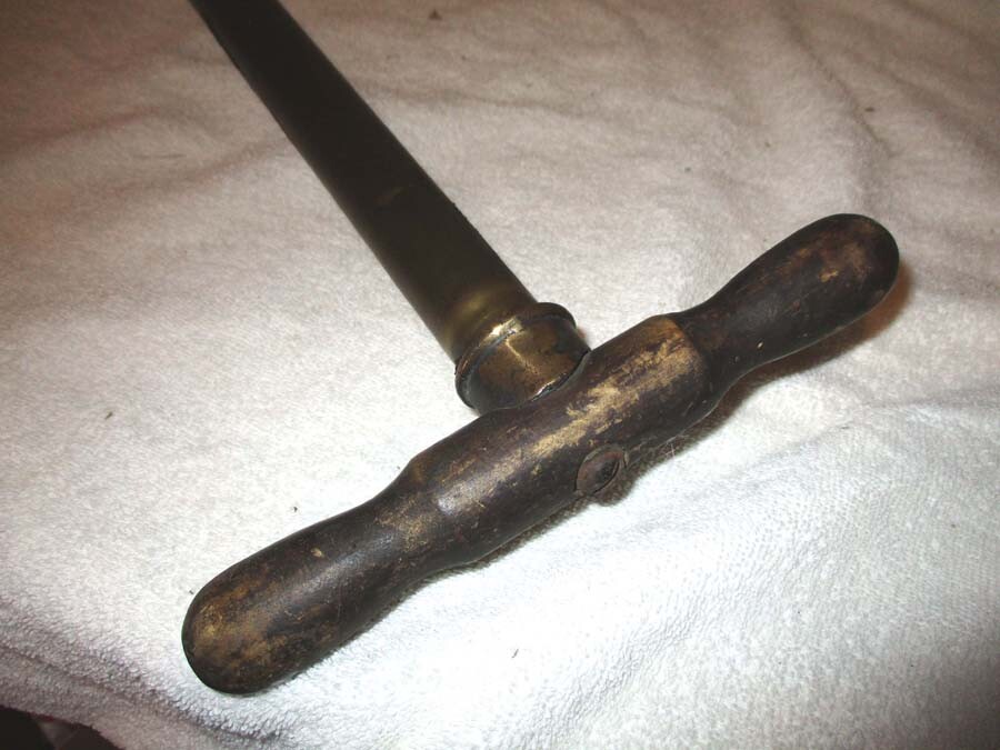 Vintage Hand  Water Pump Antique Solid Brass W/ Wooden Handle Transfer Bilge