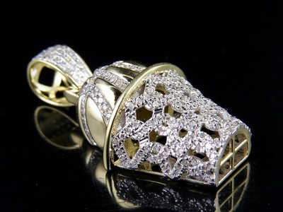 Pre-owned Jewelry Unlimited Mens Real 10k Yellow Gold Genuine Diamond Basketball Pendant Charm 7/10 Ct 1.25" In H-i