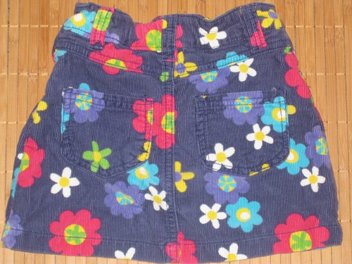 Girls Carters Blue Corduroy Skirt Flowers Floral Size 4T Adjustable Waist