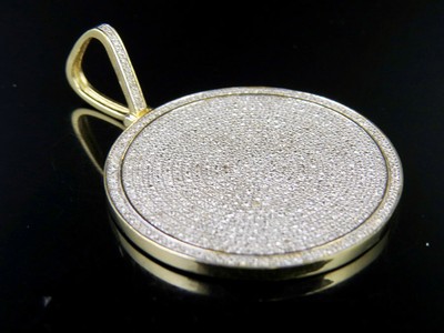 Pre-owned Jewelry Unlimited Mens 10k Yellow Gold Genuine Diamond Iced Medallion Pendant Charm 1.3 Ct 1.75" In H-i