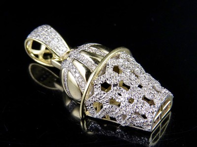 Pre-owned Jewelry Unlimited Mens Real 10k Yellow Gold Genuine Diamond Basketball Pendant Charm 7/10 Ct 1.25" In H-i