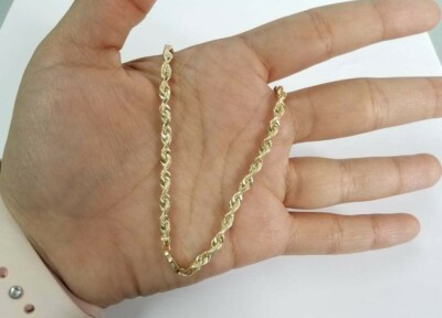 Pre-owned Rope Chain Sale Real 10k Yellow Gold Necklace  3.5mm 26" Inch Men