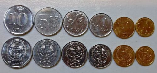 Kyrgyzstan set of 6 uncirculated coins Som Taiyn 2008
