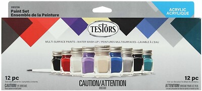 TESTORS Acrylic Paint Set  AUTO + TRUCK 9 Colors w/ Brush 281236 MODEL CAR NEW