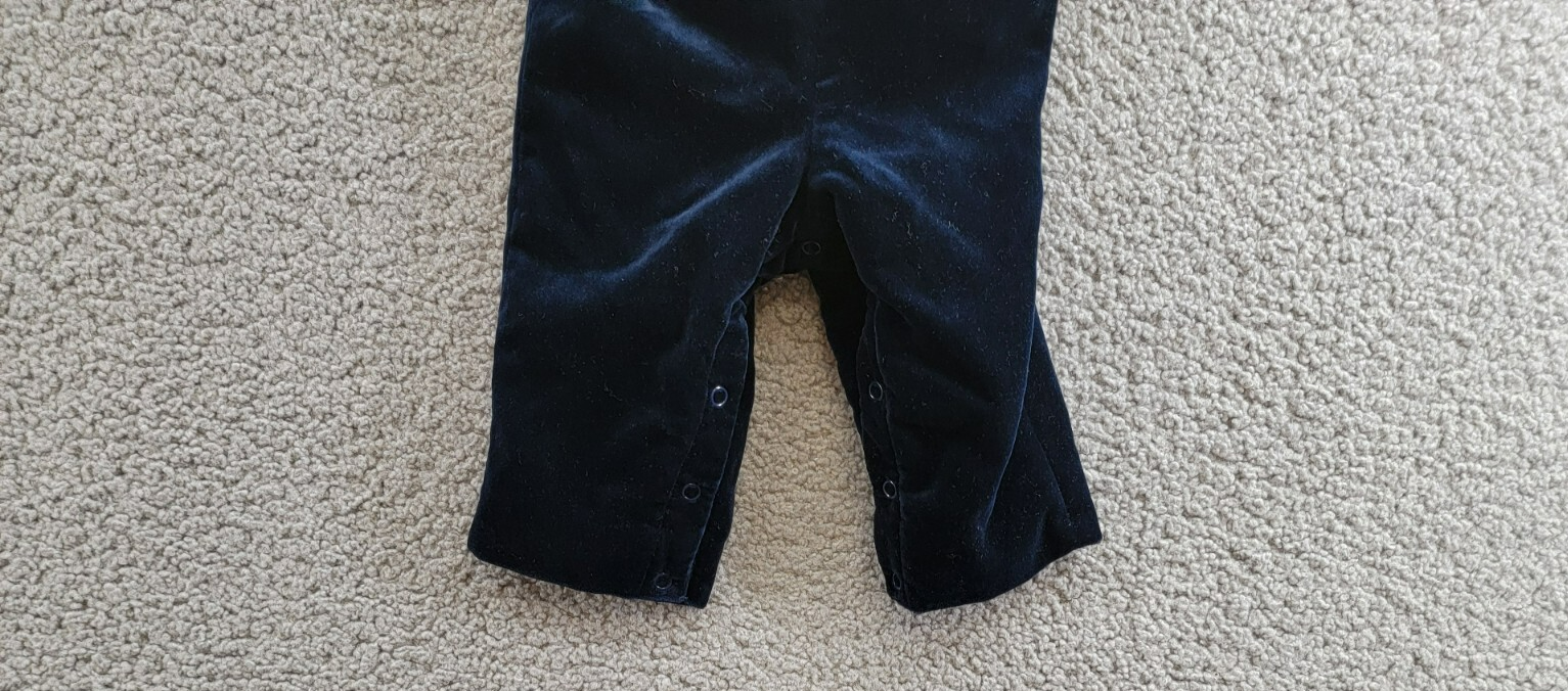Ralph Lauren Plaid Shirt & Velvet Overall Set Baby Boys' 6M Navy Multi Snap L/S - Picture 4 of 18
