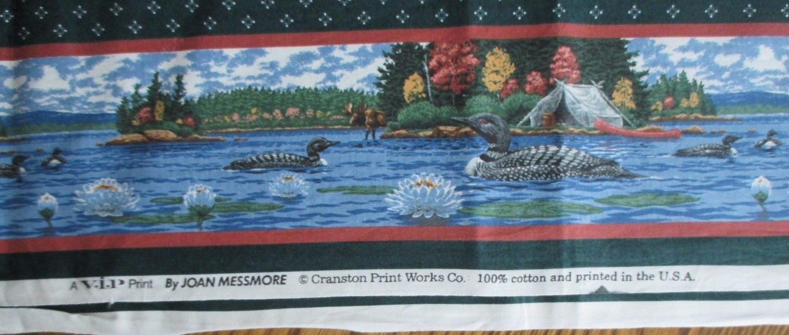 Vintage VIP By JOAN MESSMORE FISHING PRINT 4 PILLOW SEWING PANELS CRAFT