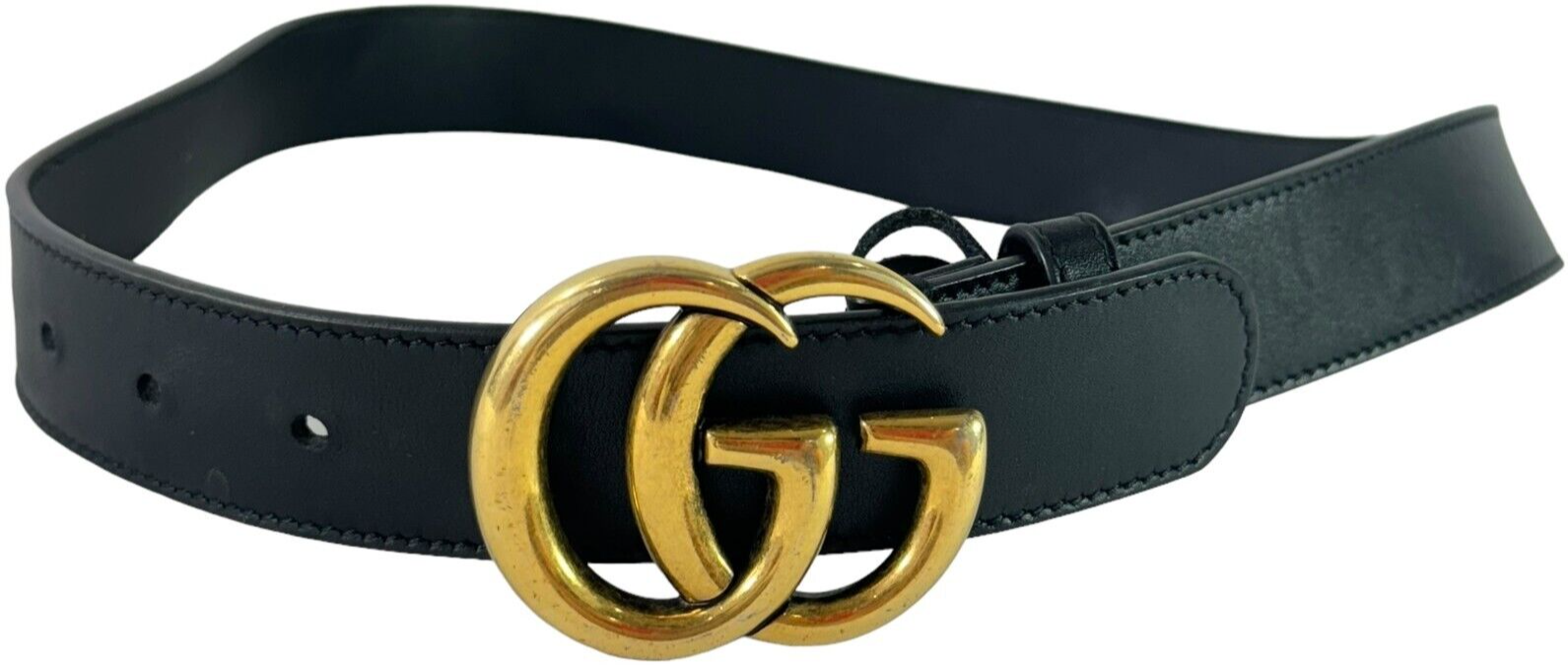 Gucci GG レーザー　ベルト　ブラック　70-28 Gucci Black Smooth Leather Double G Belt Size 70/28