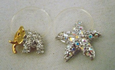 Set of 4 bling toe rings gold palm tree, sunglasses, elephant & silver starfish
