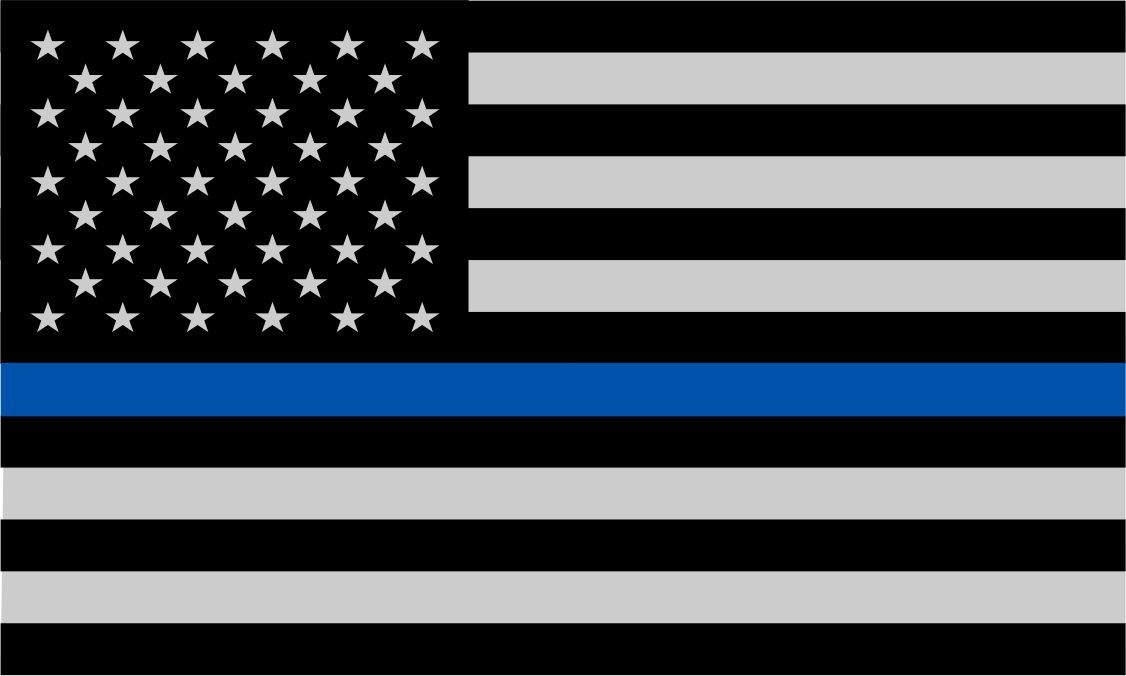 Police Officer Thin Blue Line reflective American Flag Decal 1.5