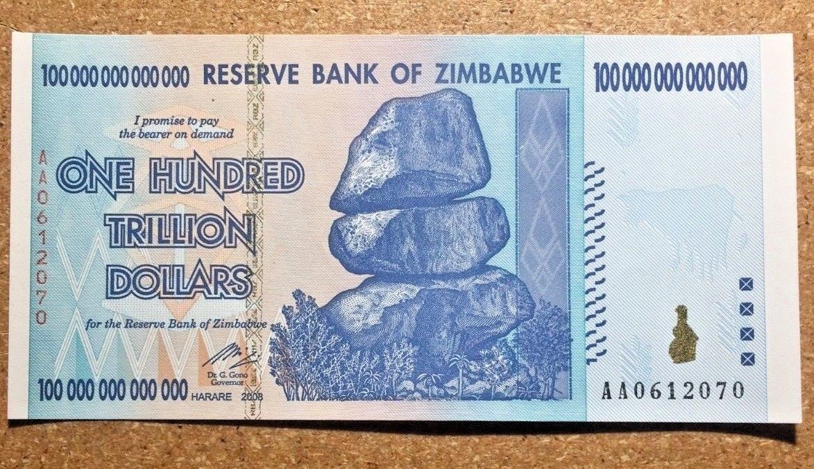 Zimbabwe 100 Trillion Dollars Banknotes, Aa /2008, Unc,100 Trillion Series