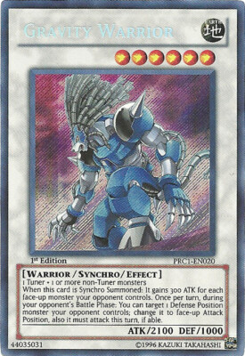 3x Gravity Warrior - PRC1-EN020 - Secret Rare - 1st Edition Moderately Played Yu