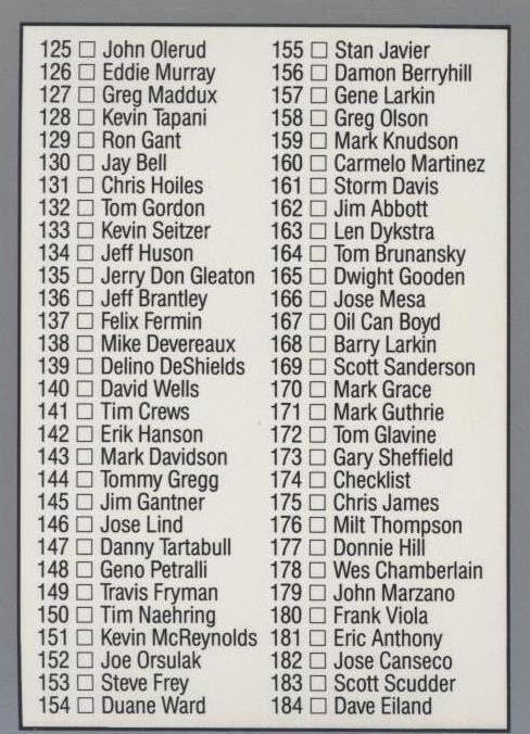 Hoja 1991 - Roger Clemens #174