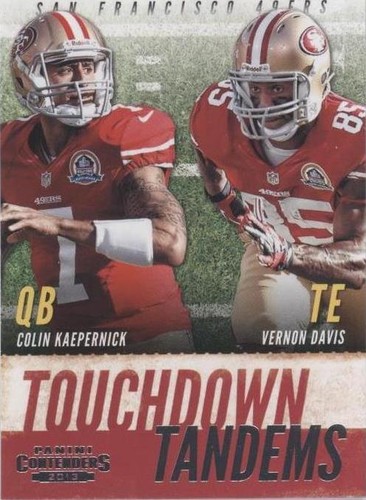 2013 Panini Contenders Colin Kaepernick Vernon Davis #20