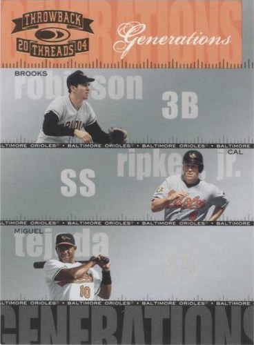 2004 Donruss Throwback Threads - Brooks Robinson Cal Ripken Miguel Tejada #G-9