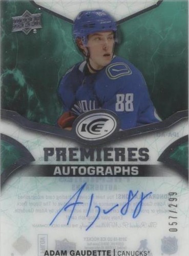 2018-19 Upper Deck Ice - Adam Gaudette #IPA-AG