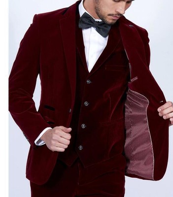 2023 Velvet men's slim three piece American prom dinner dress
