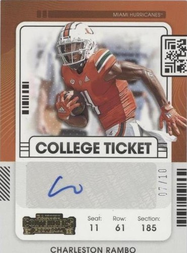 2022 Panini Chronicles Draft Picks Charleston Rambo #CCT-CRA